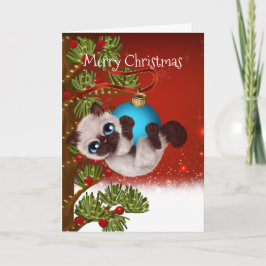Siamese Kitten Weihnachtskarte Feiertagskarte