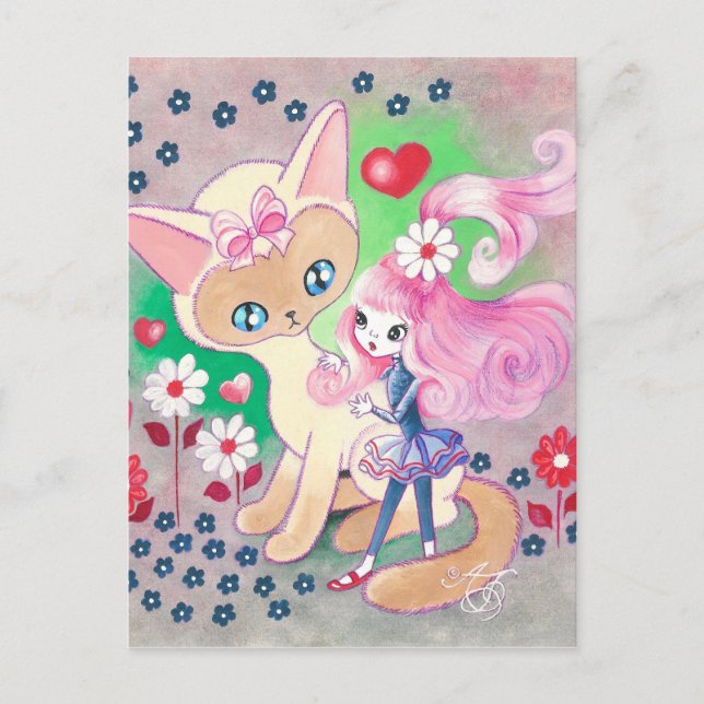 Siamese Kitty Liebe Fun Postkarte (Vorderseite)