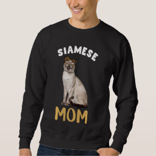 Siamese Mama Mama Cat Owner Leopard Print Kitty Ki Sweatshirt
