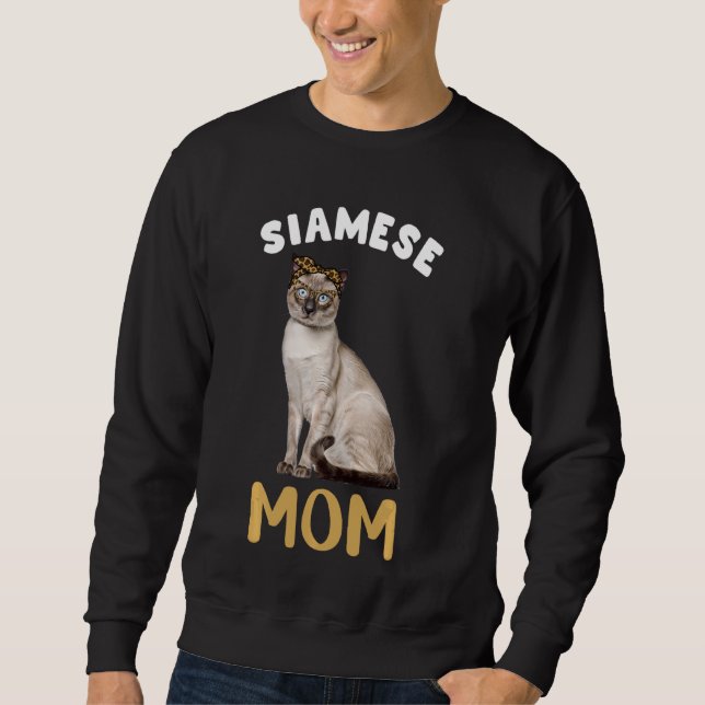 Siamese Mama Mama Cat Owner Leopard Print Kitty Ki Sweatshirt (Vorderseite)