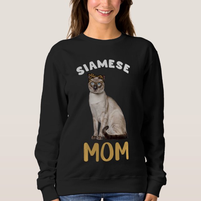 Siamese Mama Mama Cat Owner Leopard Print Kitty Ki Sweatshirt (Vorderseite)