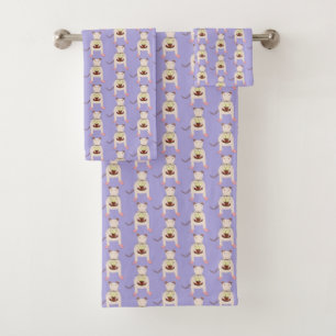 Siamese mit Birthday Cake Gemustert Badhandtuch Set