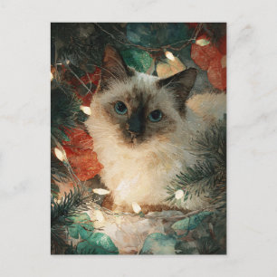 Siamese Point Katze Weihnachten Postkarte