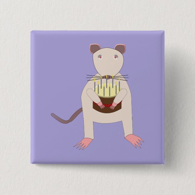 Siamese Rat mit Birthday Cake Button (Vorderseite)
