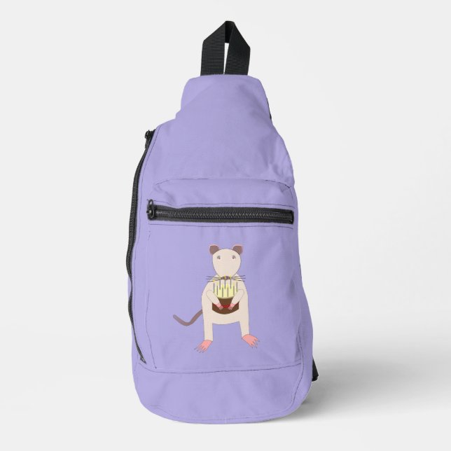 Siamese Rat mit Birthday Cake Crossbody Bag (Vorderseite)