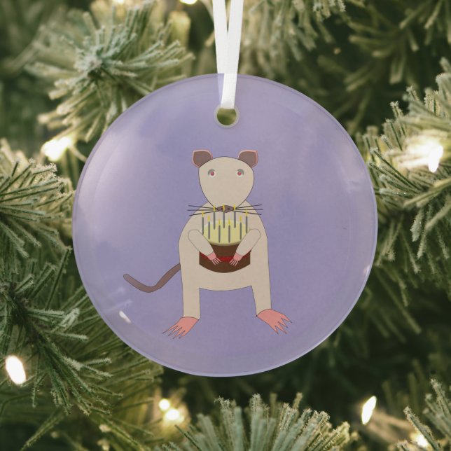 Siamese Rat mit Birthday Cake Ornament Aus Glas (InSitu)