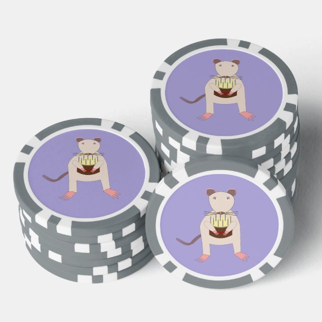 Siamese Rat mit Birthday Cake Pokerchips (Stapel)