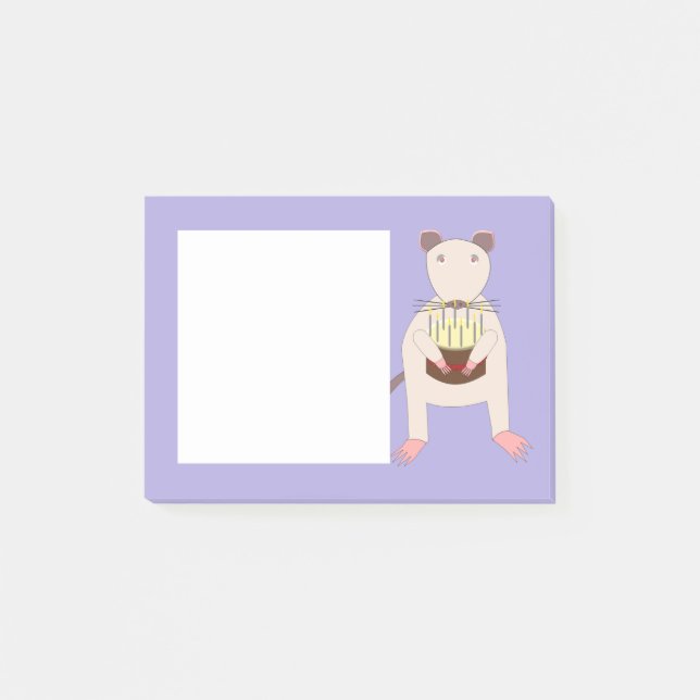 Siamese Rat mit Birthday Cake Post-it Klebezettel (Vorderseite)