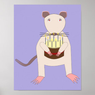 Siamese Rat mit Birthday Cake Poster