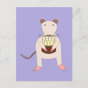 Siamese Rat mit Birthday Cake Postkarte