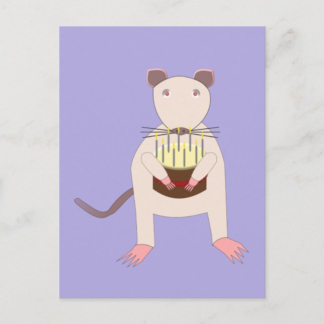 Siamese Rat mit Birthday Cake Postkarte (Vorderseite)