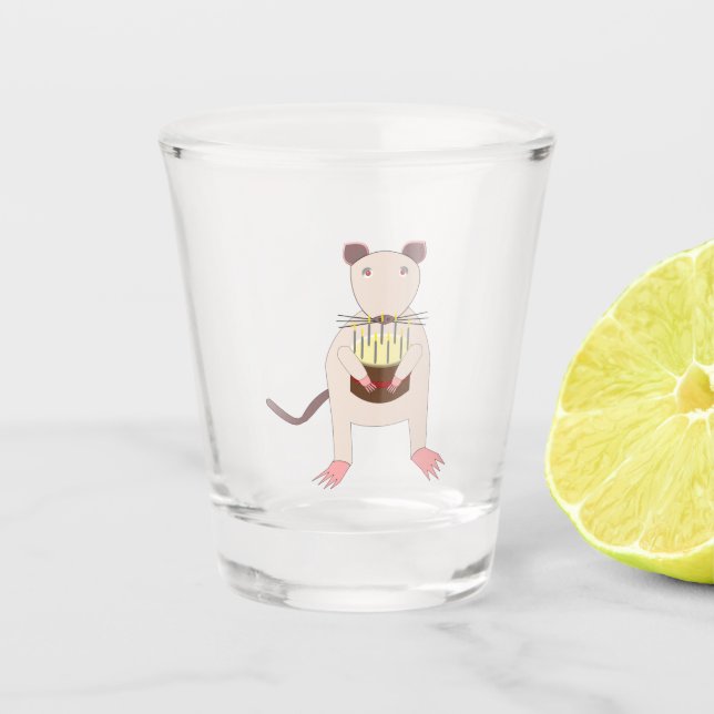 Siamese Rat mit Birthday Cake Schnapsglas (Vorderseite)