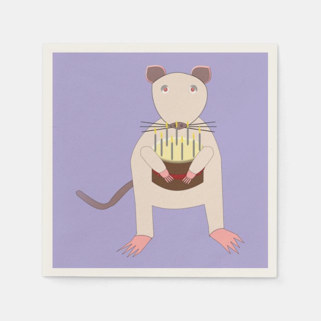 Siamese Rat mit Birthday Cake Serviette (Vorderseite)