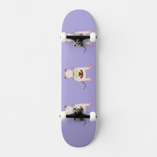 Siamese Rat mit Birthday Cake Skateboard (Vorderseite)
