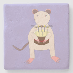 Siamese Rat mit Birthday Cake Steinuntersetzer