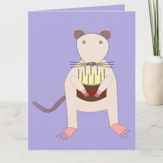 Siamese Rat mit Geburtsdatum Cake Custom Card Karte (Vorderseite)