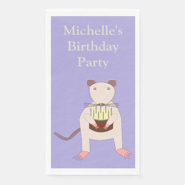 Siamese Rat mit Geburtstagskuchen Custom Serviette (Vorderseite)