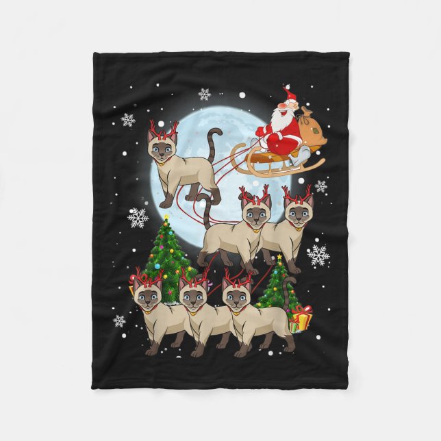 Siamese Reindeer Christmas Siamese Cat Lover Men W Fleecedecke (Vorderseite)