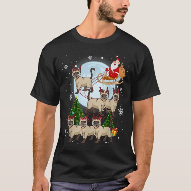 Siamese Reindeer Christmas Siamese Cat Lover Men W T-Shirt (Vorderseite)