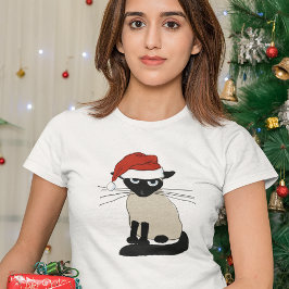 Siamese Santa Clause - Funny Christmas Kitty Cat T-Shirt