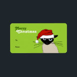 Siamese Santa Claws - Funny Christmas Cat Adressaufkleber<br><div class="desc">Funny Weihnachtskatze zu & von Geschenktafeln. Siamkatze mit einer Weihnachtsmannmütze. Diese knackigen Kätzchen-Aufkleber-Etiketten machen Spaß für all Ihre Urlaubsgeschenke.</div>