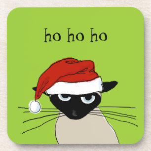 Siamese Santa - Funny Christmas Holiday Kitty Cat Getränkeuntersetzer