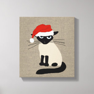 Siamese Santa   Funny Christmas Holiday Kitty Cat Leinwanddruck