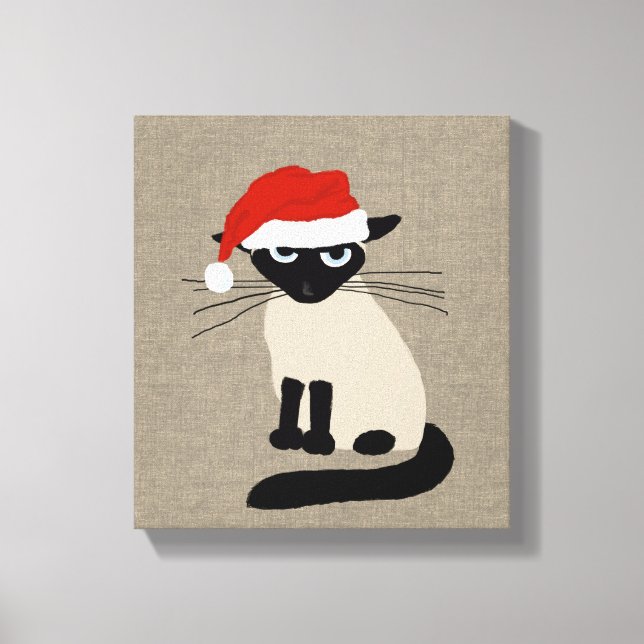 Siamese Santa | Funny Christmas Holiday Kitty Cat Leinwanddruck (Vorderseite)