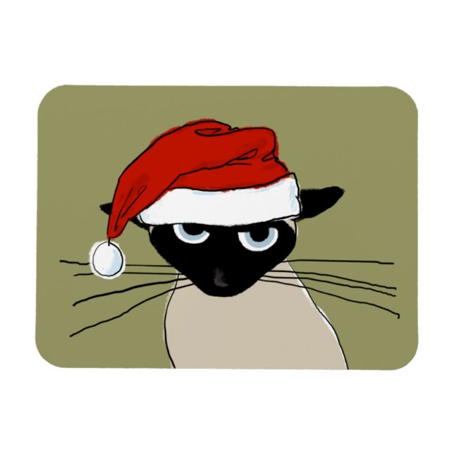 Siamese Santa - Funny Christmas Holiday Kitty Cat Magnet (Horizontal)