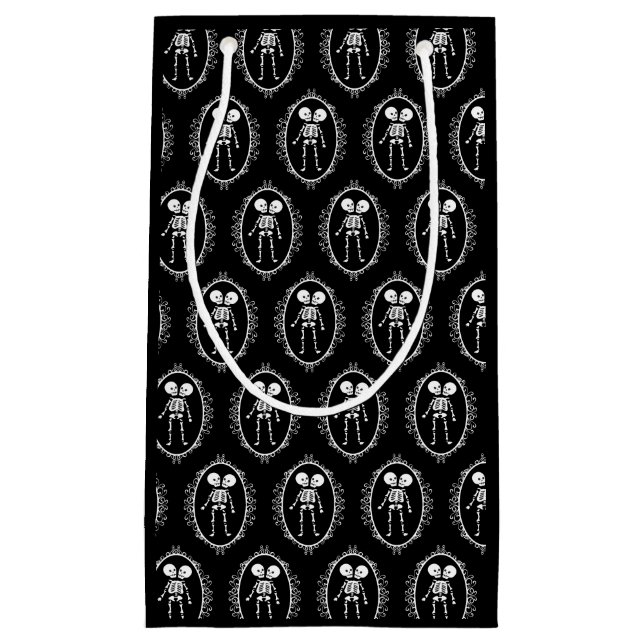 Siamese Twins Skeleton Goth Kleine Geschenktüte (Vorderseite)