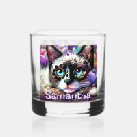 Siamese White Kitty Cat Crocus Floral Personalisie