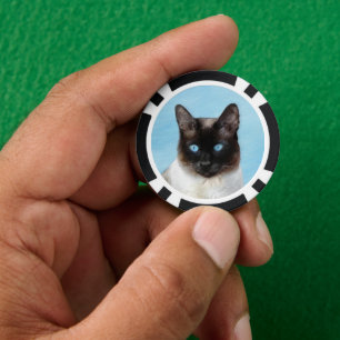 Siamesen-Katze Malerei Original Tier Kunst Pokerchips