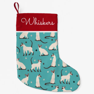 Siamesen Katzen und Paws Aquamarin Blue Kleiner Weihnachtsstrumpf