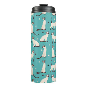 Siamesen Katzen und Paws Aquamarin Blue Thermosbecher