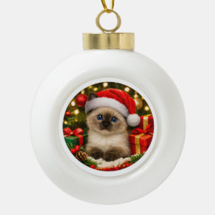 Siameser-Kätzchen-Weihnachtsbaumanhänger Keramik Kugel-Ornament