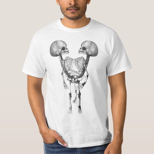 Siamesisch verbunden Twins Anatomie Skeletton Kuns T-Shirt (Vorderseite)