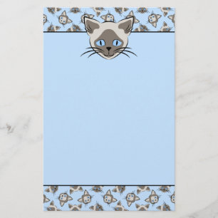 Siamesische blaue mit Augen Katze stellt grafische Briefpapier