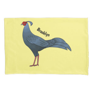 Siamesische Feuerhuhn-Vogel-Cartoon-Illustration Kissenbezug