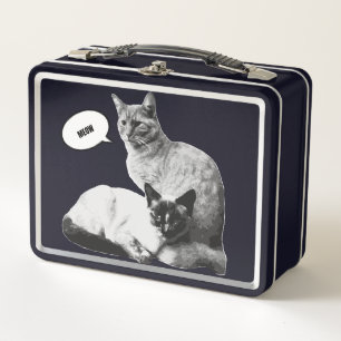 Siamesische Katz Liebe dekorativer Fliese ein Gesc Metall Brotdose