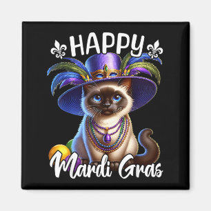 Siamesische Katze Frohe Mardi Gras Siamesische Kat Magnet