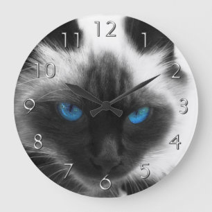 Siamesische Katze Große Wanduhr