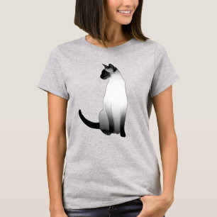 Siamesische Katze im Schwarzen, weiß und im T-Shirt