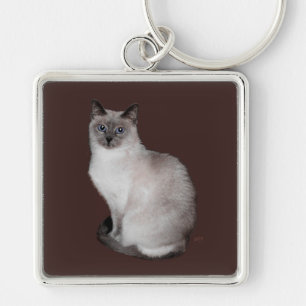 Siamesische Katze mit blauen Augen Schlüsselanhänger