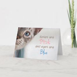 Siamesische Katze mit Tag der blaue Augen-dem rosa Karte