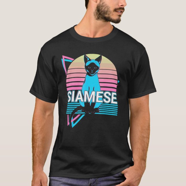 Siamesische Katze Retro T-Shirt (Vorderseite)