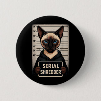Siamesische Katze Serienvernichter Mugshot Lustige Button