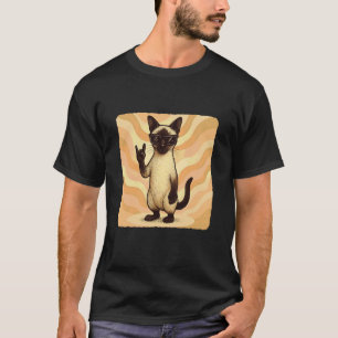 Siamesische Katze Sonnenbrille Rockmusik Lustig Re T-Shirt