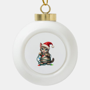 Siamesische Katze Weihnachten V-Ausschnitt (2) Keramik Kugel-Ornament