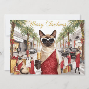 Siamesische Katze Weihnachtsgruß aus Kalifornien Feiertagskarte