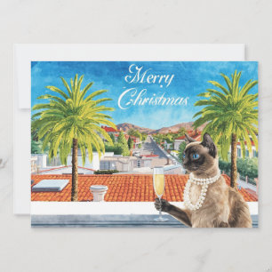 Siamesische Katze Weihnachtsgruß aus Kalifornien Feiertagskarte